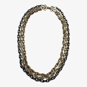 Elegant Gold Tone and Black Chain Necklace
